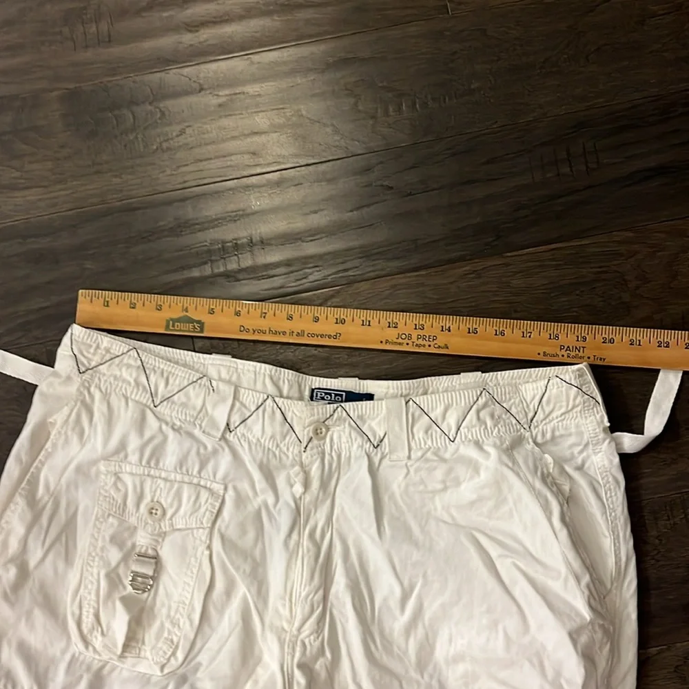 Polo Ralph Lauren white Combat Cargo Pants Vintage Mens Size 40x30”
